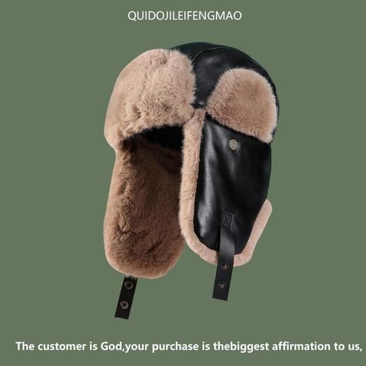 帽子男女秋冬季雷锋帽男加绒冬天护耳加厚保暖飞行员防风镜防寒帽 商品图4