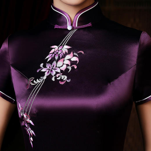 旗袍大码连衣裙婚宴主持晚礼服，年轻婆婆修身旗袍LHS-1032 商品图2