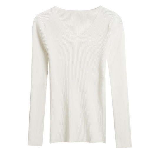 【常备的潮流套头毛衣女款！秋冬季的V领针织长袖紧身打底衫】上衣潮套头显瘦毛衣女修身显瘦，保暖舒适穿上显瘦显气质，搭配任何裤装皆适宜 商品图3