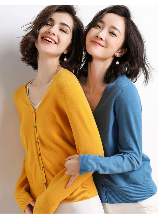 【简洁大气的纯色设计❗️针织衫女开衫外套】秋冬季新款针织衫女开衫外套纯色V领修身毛针织外搭毛衣 商品图1