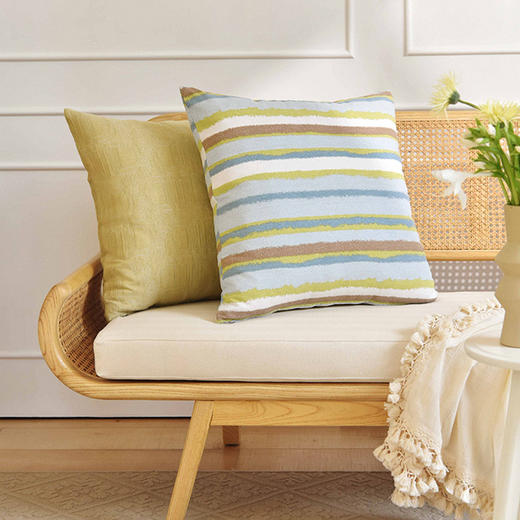 夏日条纹靠包客厅软包轻奢复古靠枕腰枕 商品图0