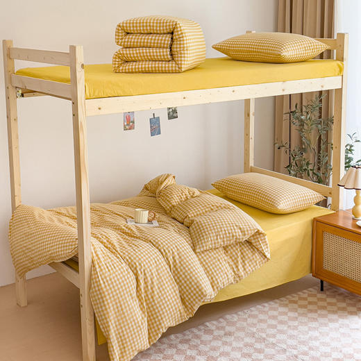 【宿舍三件套】纯棉学生宿舍三件套床品件套格子纯色单人上下铺 商品图5