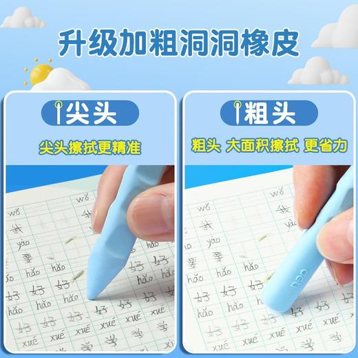 「4支装！两套配色」得力洞洞橡皮小学生儿童橡皮擦学生无屑大号擦得干净 商品图2