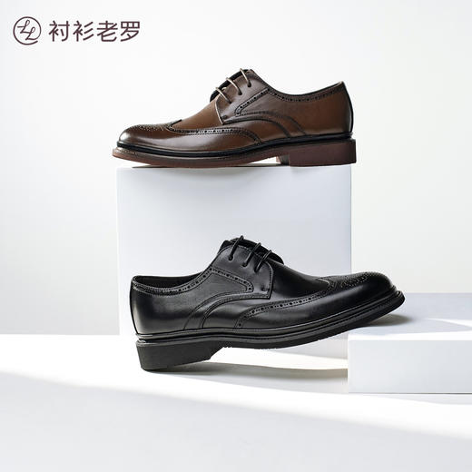 布洛克雕花系带真皮皮鞋 商品图1