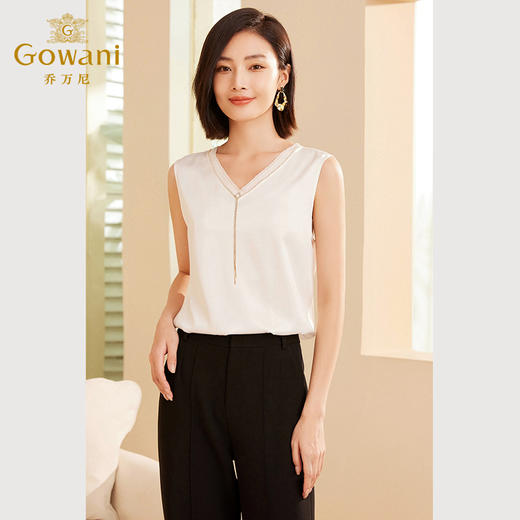 乔万尼新品无袖背心简约v领设计感上衣ET3H745 商品图3