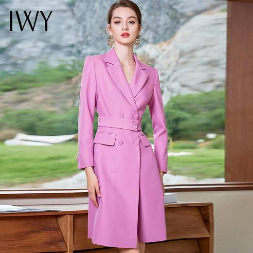 IWY/浪漫紫色西装连衣裙女长袖洋气时髦收腰西服裙子高级感正装裙Q973 商品图2
