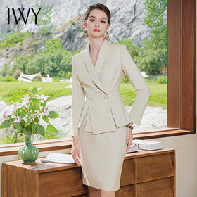 IWY/高级设计感西装套装裙女法式气质小香风西服开叉设计感职业装CS1844
