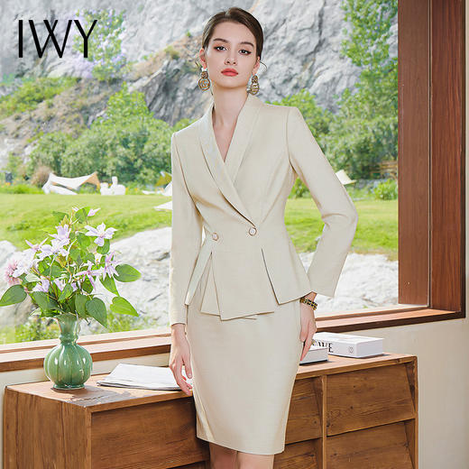 IWY/高级设计感西装套装裙女法式气质小香风西服开叉设计感职业装CS1844 商品图0