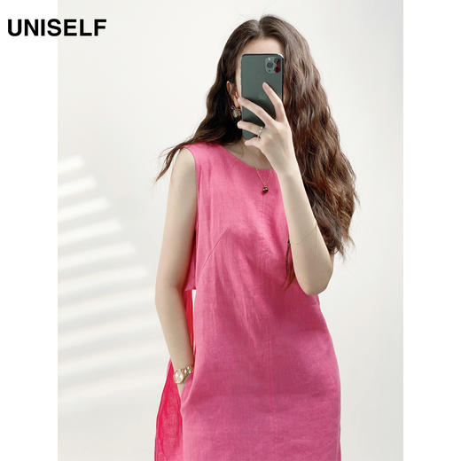 YN【现货7天】度假风绑带无袖亚麻连衣裙女2023夏季新款韩版设计感气质显白裙子 商品图1