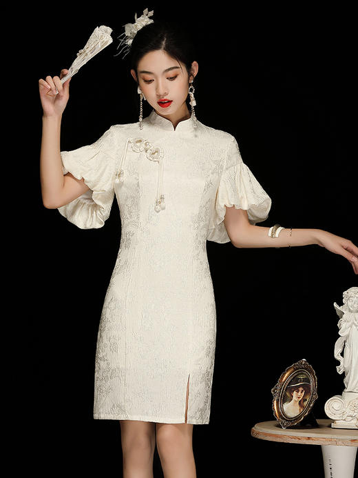 中国风女装，新款春秋新中式提花改良旗袍裙OY-230285 商品图4