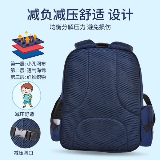 「4色可选！大小两号」幼儿园女童书包卡通男生小学生书包一到六年级护脊减负防水双肩背箱包 商品图3