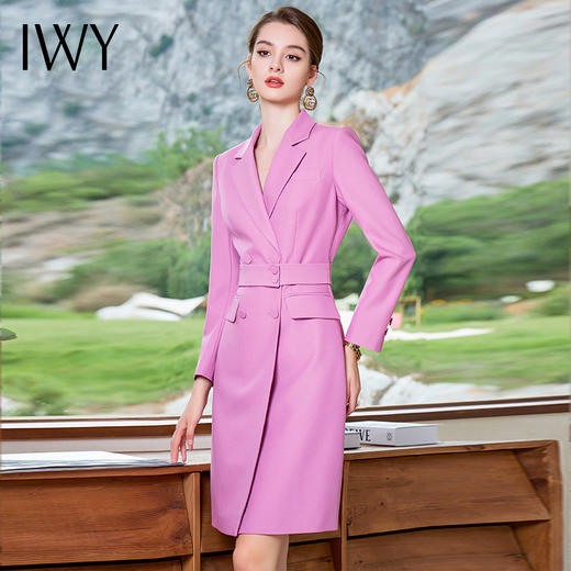 IWY/浪漫紫色西装连衣裙女长袖洋气时髦收腰西服裙子高级感正装裙Q973 商品图1