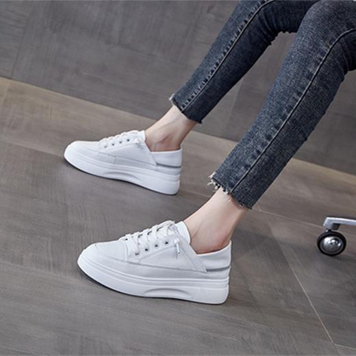 内增高圆头绑带平跟真皮休闲鞋 商品图1