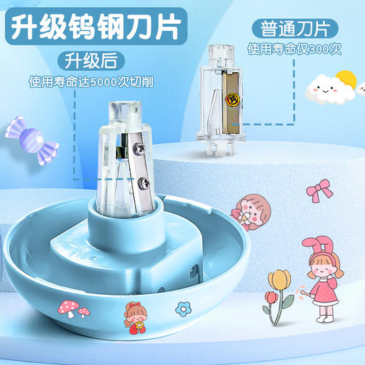 「三色可选」得力自动削笔器 电动转笔刀小学生用铅笔刀儿童可爱小型削笔机 商品图3