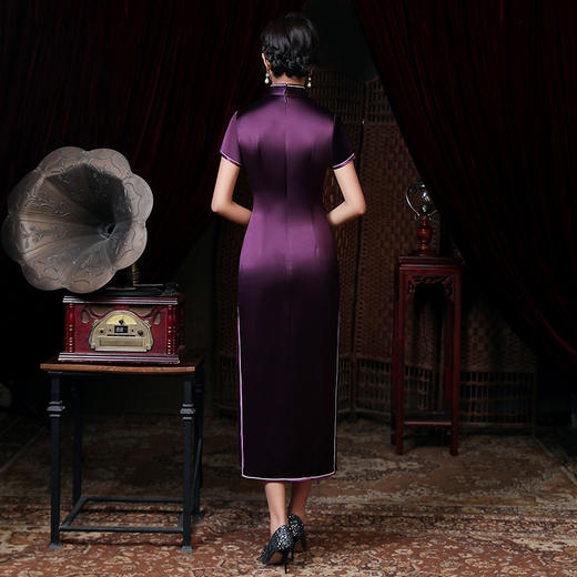 旗袍大码连衣裙婚宴主持晚礼服，年轻婆婆修身旗袍LHS-1032 商品图3