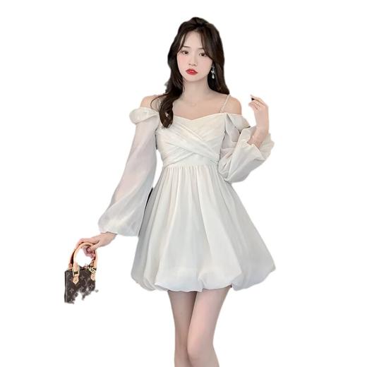 【初恋的美好❗️法式方领长袖连衣裙】女秋装新款甜美初恋风收腰显瘦花苞短裙 商品图5