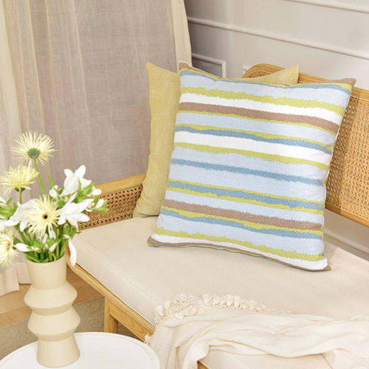 夏日条纹靠包客厅软包轻奢复古靠枕腰枕 商品图1