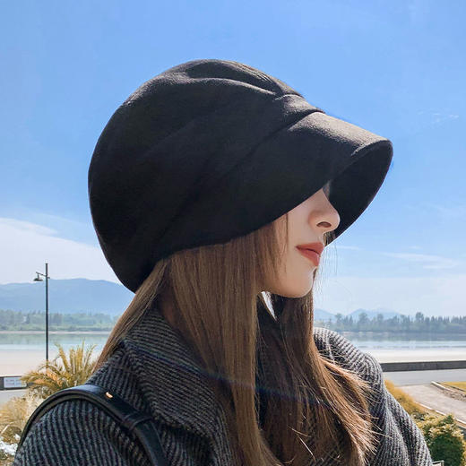 春夏网红法式麂皮绒渔夫帽女慵懒风鸭舌堆堆帽子气质显脸小贝雷帽 商品图4