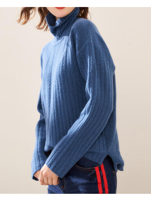 YX【现货7天】长袖羊绒毛衣女宽松外穿2022秋季新款慵懒风高领时尚洋气外套 商品图3