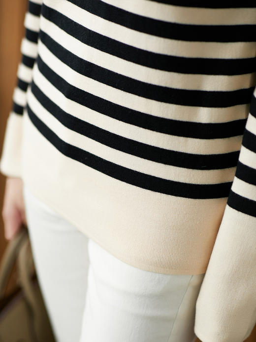YX【现货7天】原形条纹高领毛衣女2022春季新款韩版显瘦毛针织衫保暖打底衫内搭 商品图1