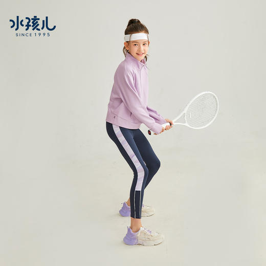水孩儿童装2023秋季新款女童风衣短款撞色中大童拼接休闲毛圈卫衣 商品图2