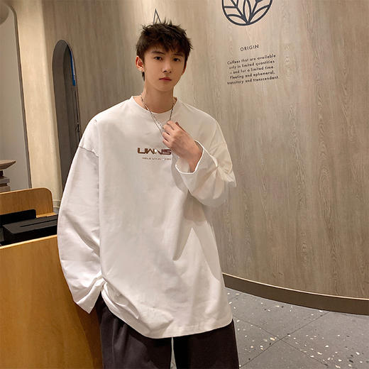 【秋季新款❗️长袖t恤】圆领宽松男士卫衣字母印花T打底衫潮流上衣男士父亲节礼物新年礼盒年货礼盒 商品图5