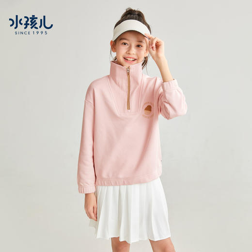 水孩儿童装秋冬新款女童卫衣舒适柔软时尚休闲运动透气中大童上衣 商品图0