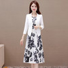 印花简约中长款时尚内搭连衣裙，七分袖通勤小西装两件套QYM-XQD-19C6622-L 商品缩略图1