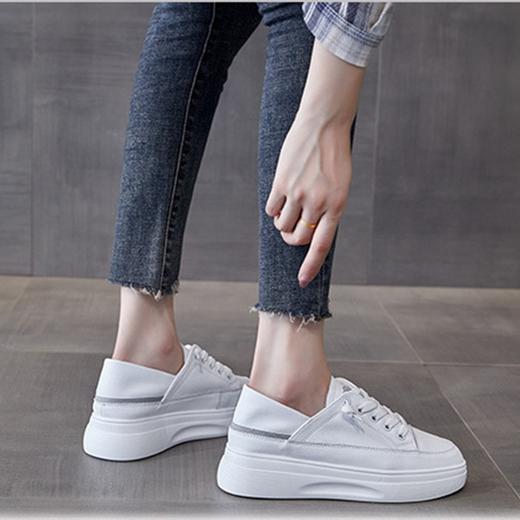 内增高圆头绑带平跟真皮休闲鞋 商品图2