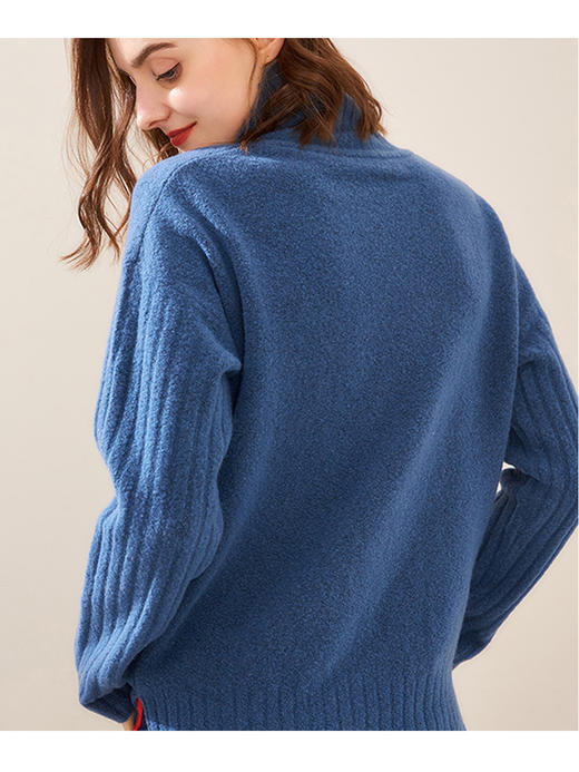 YX【现货7天】长袖羊绒毛衣女宽松外穿2022秋季新款慵懒风高领时尚洋气外套 商品图4