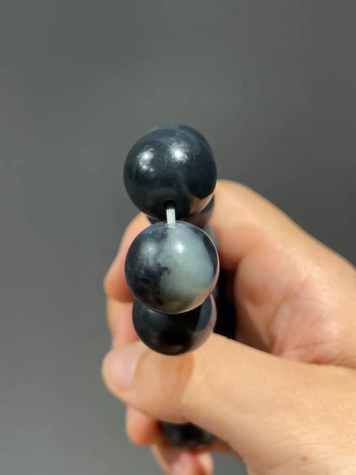 和田青花料墨玉圆珠手链，顺丰包邮 商品图2