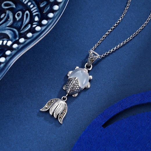 子佩集S925银【凌波曲】白玉髓吊坠(不含链)【RWD02164】鱼2308 商品图5