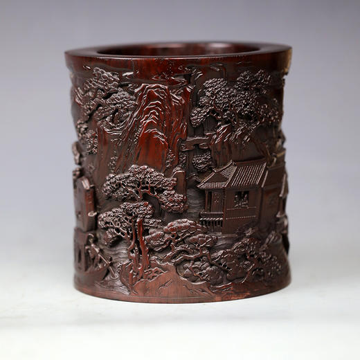 官代流传°黑檀深浮雕笔筒（微裂） 商品图2