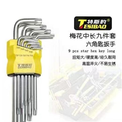 特斯豹9件套中长梅花内六角扳手套装匙扳手螺丝刀工具梅花内六方板手 商品图0