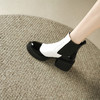 秋季新款，粗跟中跟方头方高跟松糕底黑白拼色短靴YD-6603 商品缩略图1