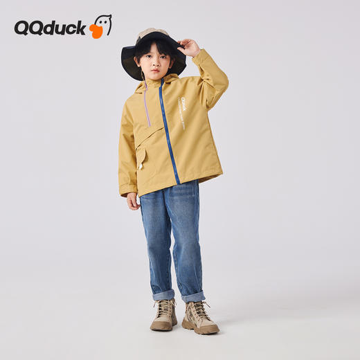 【清仓捡漏】【120-160】男童春秋款休闲连帽夹克衫冲锋衣外套可可鸭 商品图3