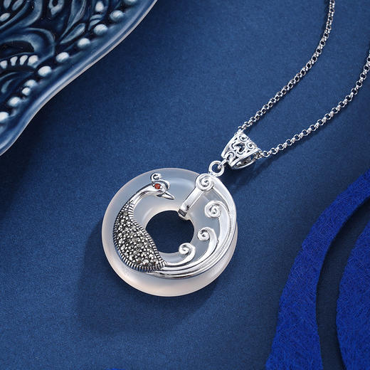 子佩集S925银【凤池吟】白玉髓吊坠(不含链)【FLB1265】平安扣2308 商品图6