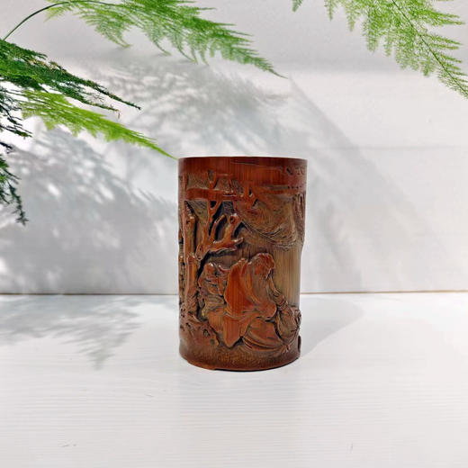 太白醉酒°竹笔筒（微裂） 商品图0