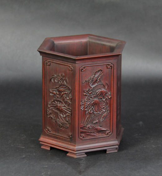 和谐六角°酸枝笔筒 商品图0