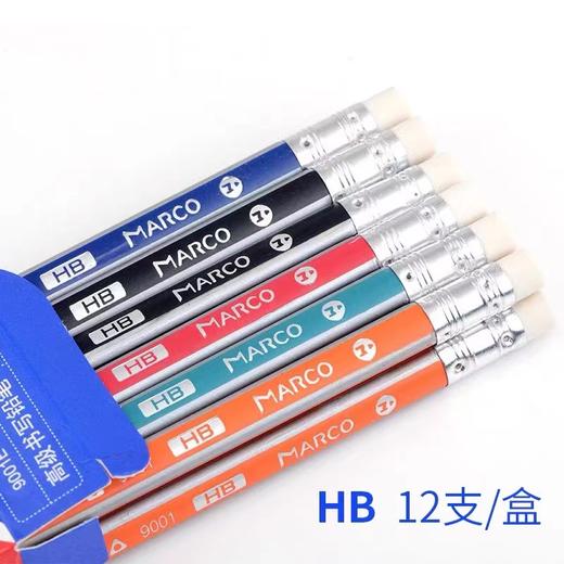 MARCO马可9001E铅笔学生写字彩色三角杆舒适正姿2BHB清晰带橡皮好削不易断芯 商品图3