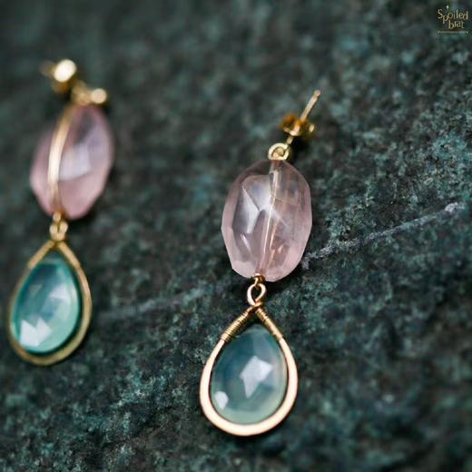 SpoiledBrat Jewelry粉晶蓝玉髓耳环 商品图0