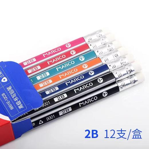 MARCO马可9001E铅笔学生写字彩色三角杆舒适正姿2BHB清晰带橡皮好削不易断芯 商品图4