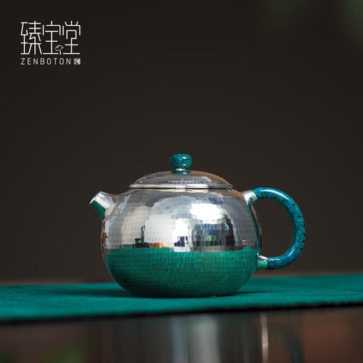 【样品特惠8折，仅1件，无货退款】臻宝堂9999纯银泡茶银壶纯手工锤纹冲文旦大漆把手小壶家用茶道中式茶具 文旦(规矩锤纹)样品 商品图0