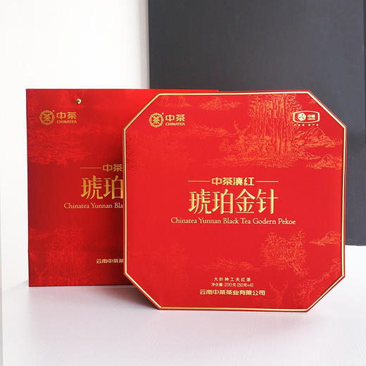 中粮-中茶茶礼牌云南滇红红茶琥珀金针大叶种工夫红茶礼盒装200g /盒 商品图3