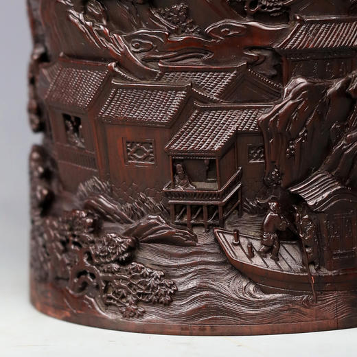 官代流传°黑檀深浮雕笔筒（微裂） 商品图8