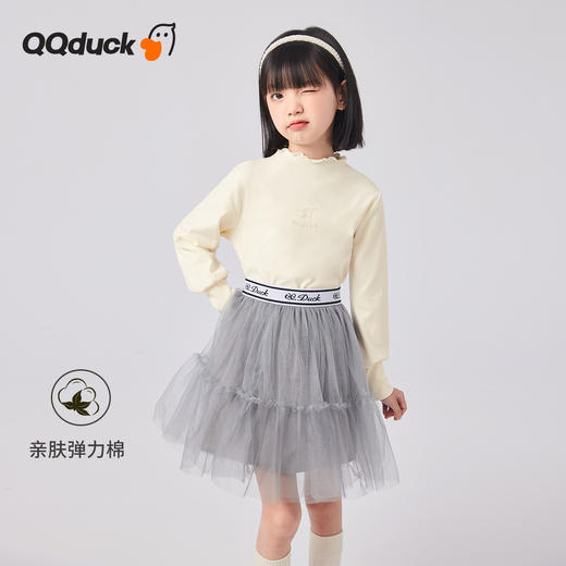 【清仓捡漏】【120-160】女童春秋款花边半高领打底衫可可鸭 商品图3