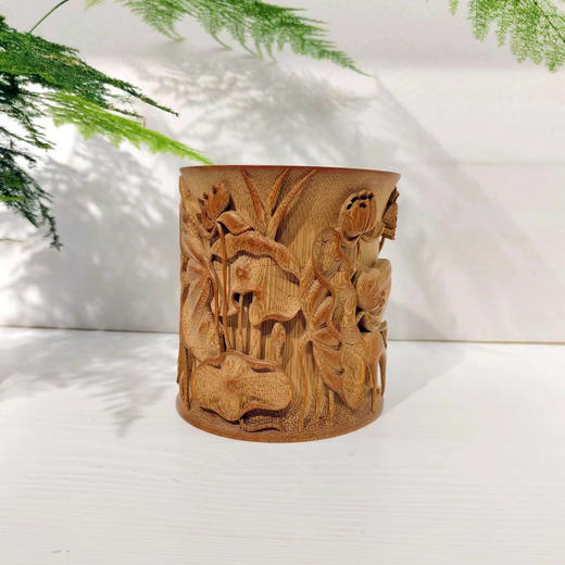 和谐（荷蟹）°竹笔筒 商品图0