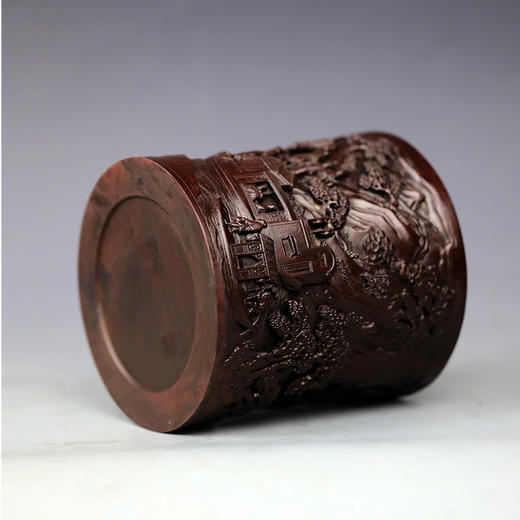 官代流传°黑檀深浮雕笔筒（微裂） 商品图5