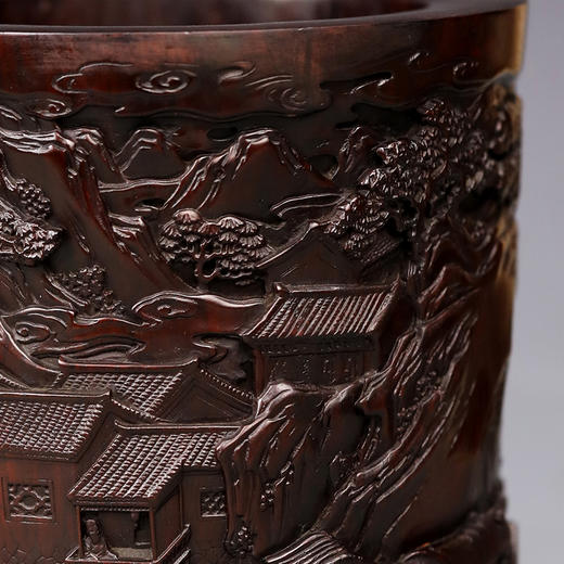 官代流传°黑檀深浮雕笔筒（微裂） 商品图7
