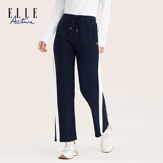 ELLE Active 百搭女士休闲裤透气弹力亲肤长裤早秋时尚阔腿裤 商品图0